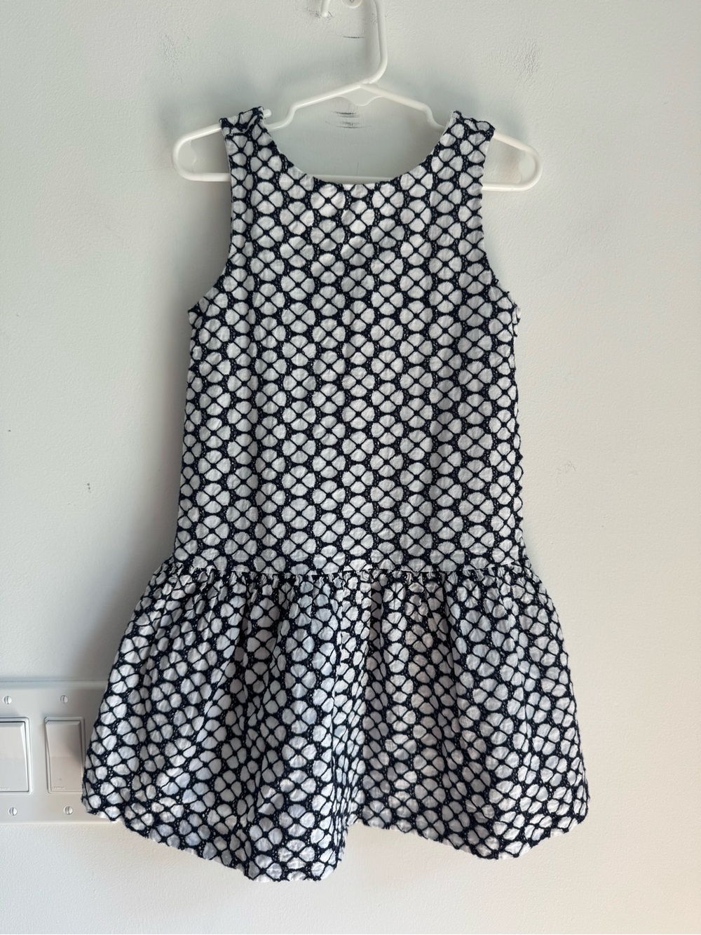 janie and jack navy/white floral eyelet dress‎ Girls Sz 5 preppy nautical